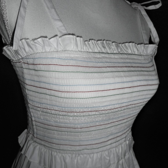 English Factory New White Smocked Sun Dress S - Picture 2 of 7